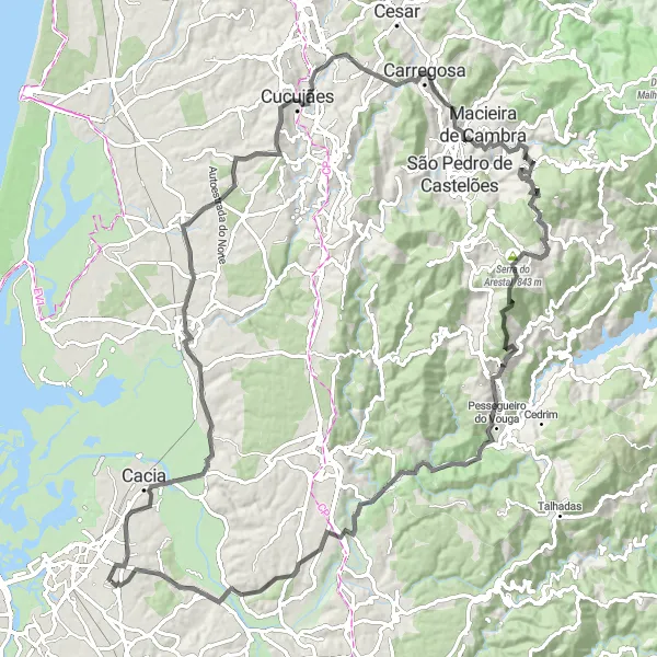 Miniatura do mapa de inspiração para ciclismo "Rota do Concelho de Aveiro" em Centro (PT), Portugal. Gerado pelo planejador de rotas de ciclismo Tarmacs.app
