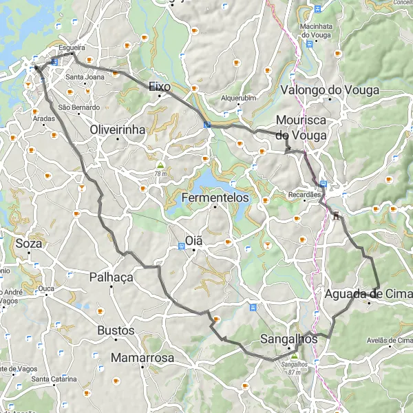 Miniatura do mapa de inspiração para ciclismo "Rota da Arte Sacra" em Centro (PT), Portugal. Gerado pelo planejador de rotas de ciclismo Tarmacs.app
