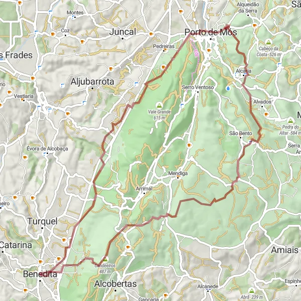 Miniatura do mapa de inspiração para ciclismo "Caminho dos Candeeiros Gravel Ride" em Centro (PT), Portugal. Gerado pelo planejador de rotas de ciclismo Tarmacs.app