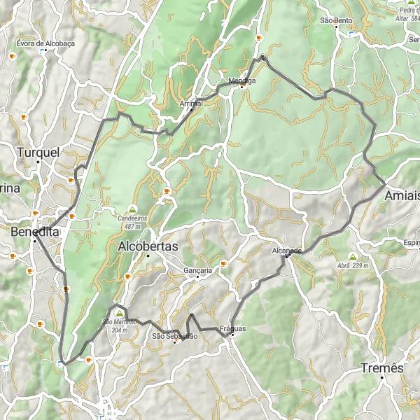 Miniatura do mapa de inspiração para ciclismo "Circuito da Lua e Vale da Pia" em Centro (PT), Portugal. Gerado pelo planejador de rotas de ciclismo Tarmacs.app