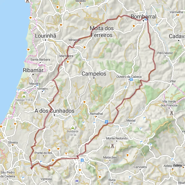 Miniatura do mapa de inspiração para ciclismo "Rota das Colinas e Vistas Panorâmicas" em Centro (PT), Portugal. Gerado pelo planejador de rotas de ciclismo Tarmacs.app