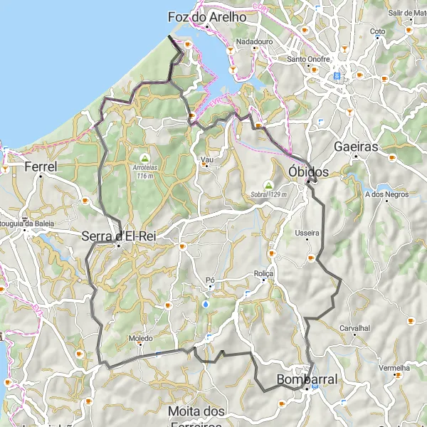 Miniatura do mapa de inspiração para ciclismo "Rota dos Miradouros e Castelos" em Centro (PT), Portugal. Gerado pelo planejador de rotas de ciclismo Tarmacs.app