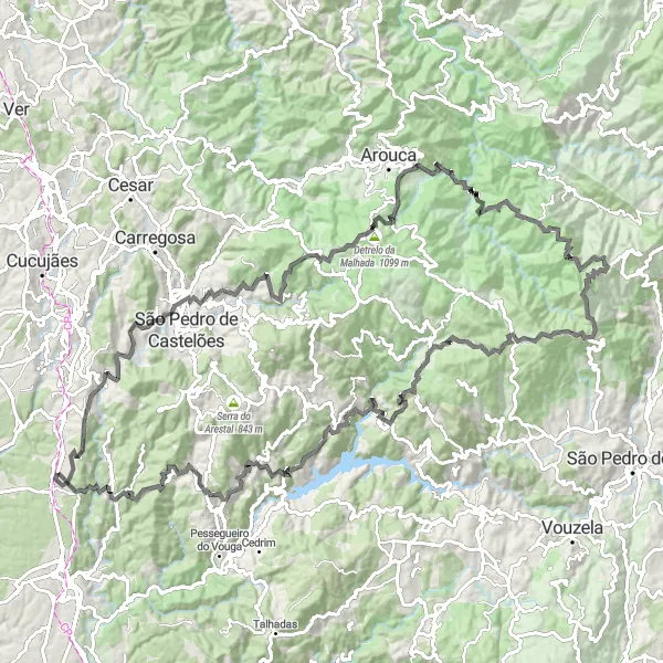 Miniatura do mapa de inspiração para ciclismo "Tour de Estrada saindo de e retornando a Branca" em Centro (PT), Portugal. Gerado pelo planejador de rotas de ciclismo Tarmacs.app