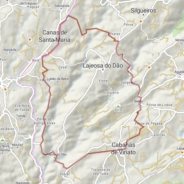 Map miniature of "Gravel Escape" cycling inspiration in Centro (PT), Portugal. Generated by Tarmacs.app cycling route planner