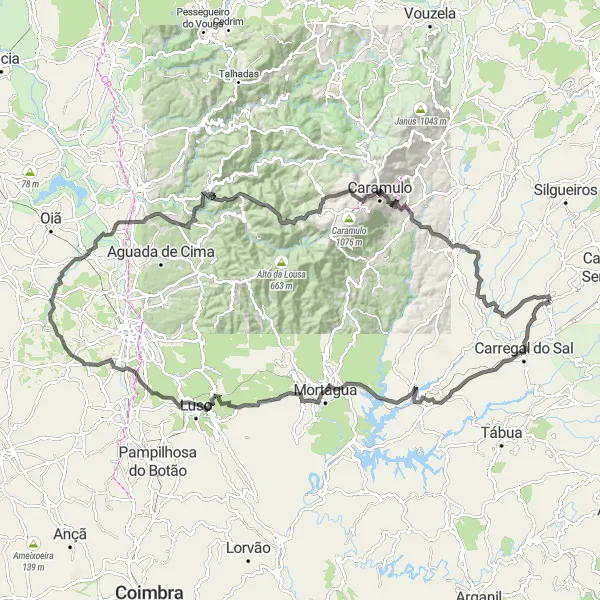 Map miniature of "Disteride Adventure" cycling inspiration in Centro (PT), Portugal. Generated by Tarmacs.app cycling route planner