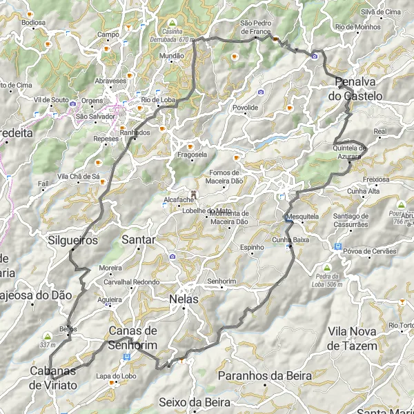 Map miniature of "Viriato's Challenge" cycling inspiration in Centro (PT), Portugal. Generated by Tarmacs.app cycling route planner