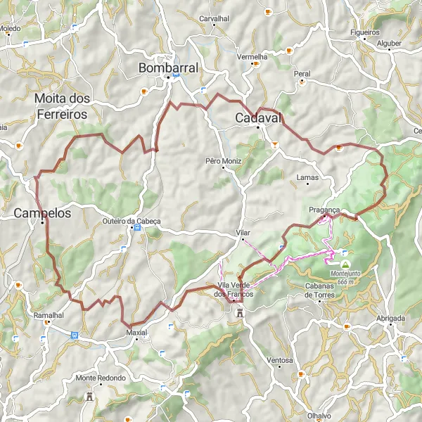 Miniatura do mapa de inspiração para ciclismo "Caminho dos Vinhos do Oeste" em Centro (PT), Portugal. Gerado pelo planejador de rotas de ciclismo Tarmacs.app