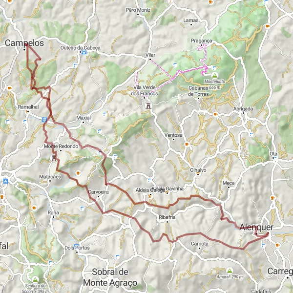 Miniatura do mapa de inspiração para ciclismo "Rota das Quintas e Vinhas" em Centro (PT), Portugal. Gerado pelo planejador de rotas de ciclismo Tarmacs.app