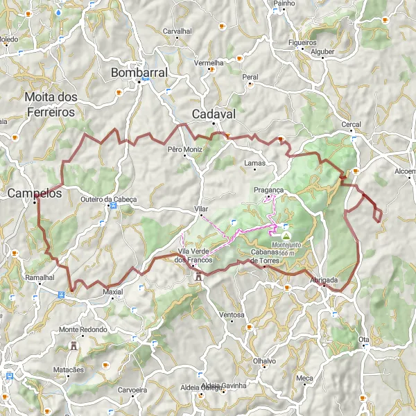 Miniatura do mapa de inspiração para ciclismo "Circuito de Maxial e Campelos" em Centro (PT), Portugal. Gerado pelo planejador de rotas de ciclismo Tarmacs.app