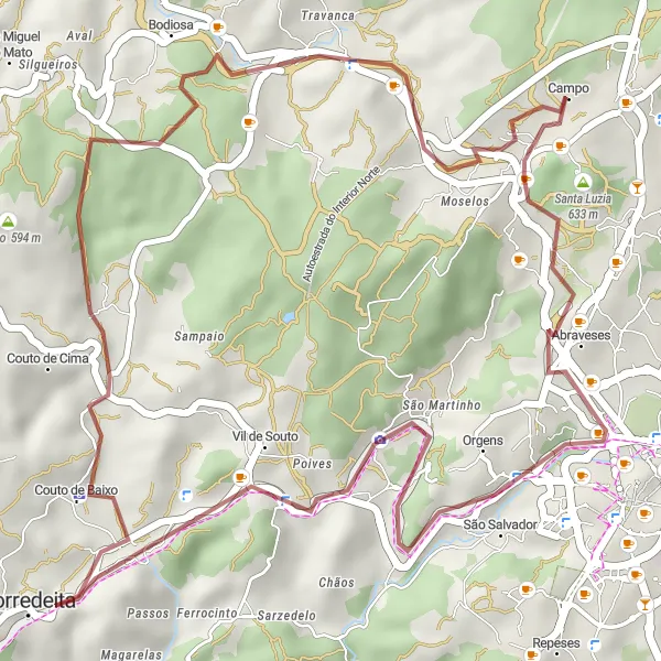 Miniatura do mapa de inspiração para ciclismo "Rota da Natureza e Tranquilidade" em Centro (PT), Portugal. Gerado pelo planejador de rotas de ciclismo Tarmacs.app