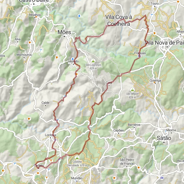 Miniatura do mapa de inspiração para ciclismo "Trilhos da Serra Verde" em Centro (PT), Portugal. Gerado pelo planejador de rotas de ciclismo Tarmacs.app