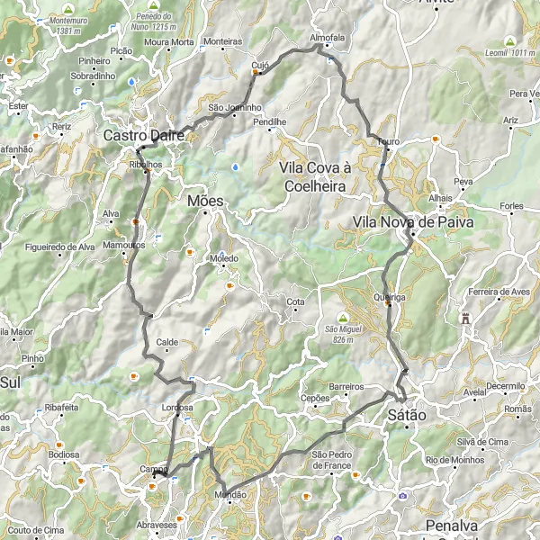 Miniatura do mapa de inspiração para ciclismo "Caminho da Montanha" em Centro (PT), Portugal. Gerado pelo planejador de rotas de ciclismo Tarmacs.app