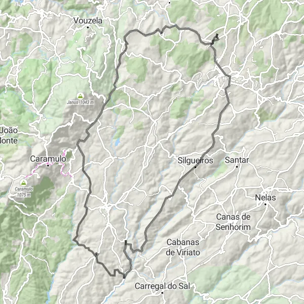 Miniatura do mapa de inspiração para ciclismo "Rota das Vinhas e Paisagens" em Centro (PT), Portugal. Gerado pelo planejador de rotas de ciclismo Tarmacs.app