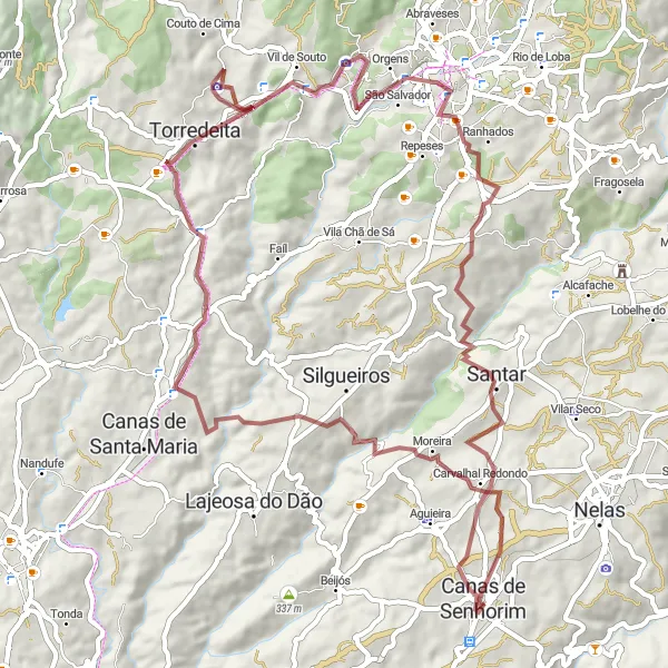 Miniatura do mapa de inspiração para ciclismo "Travessia pelas Aldeias" em Centro (PT), Portugal. Gerado pelo planejador de rotas de ciclismo Tarmacs.app