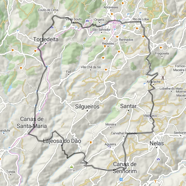 Miniatura do mapa de inspiração para ciclismo "Rota dos Pelourinhos" em Centro (PT), Portugal. Gerado pelo planejador de rotas de ciclismo Tarmacs.app