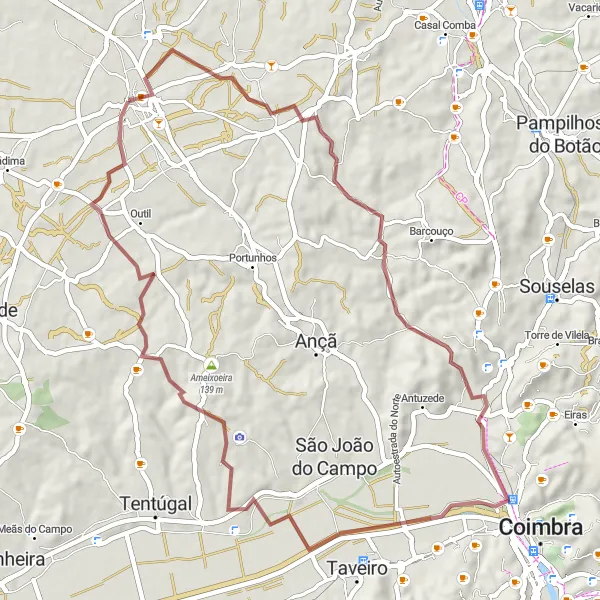 Miniatura do mapa de inspiração para ciclismo "Rota de Gravel: Volta por Cantanhede" em Centro (PT), Portugal. Gerado pelo planejador de rotas de ciclismo Tarmacs.app