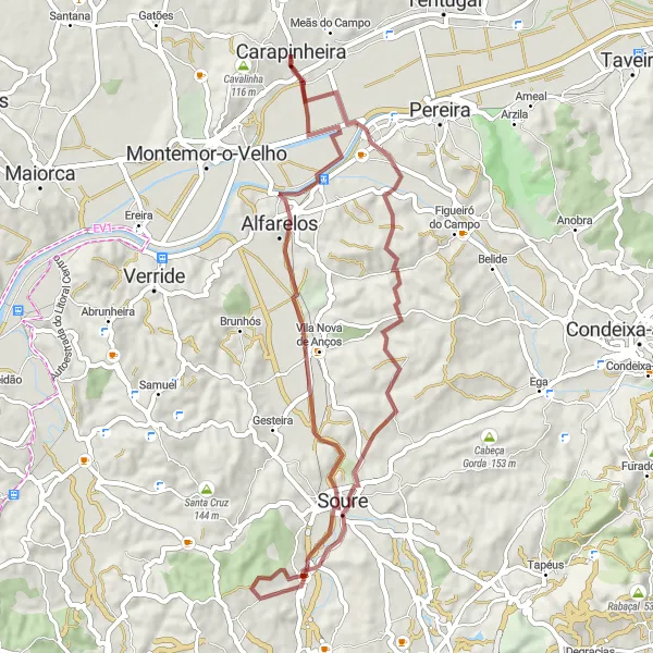 Map miniature of "Gravel Adventure" cycling inspiration in Centro (PT), Portugal. Generated by Tarmacs.app cycling route planner