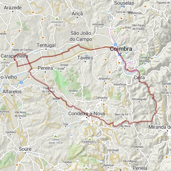 Miniatura do mapa de inspiração para ciclismo "Rota dos Rios e Montes" em Centro (PT), Portugal. Gerado pelo planejador de rotas de ciclismo Tarmacs.app
