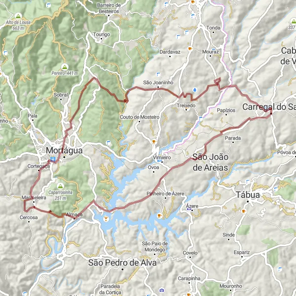 Miniatura do mapa de inspiração para ciclismo "Exploração de Mortágua" em Centro (PT), Portugal. Gerado pelo planejador de rotas de ciclismo Tarmacs.app