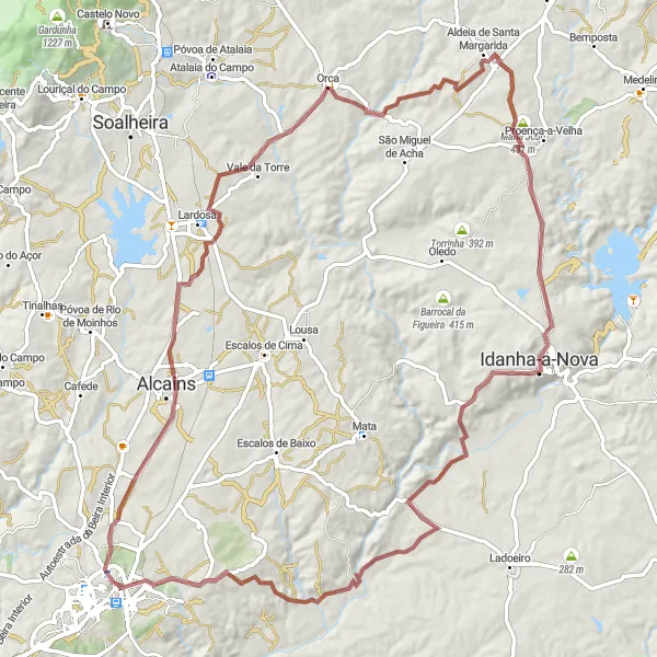 Miniatura do mapa de inspiração para ciclismo "Rota de Aventura Cultural" em Centro (PT), Portugal. Gerado pelo planejador de rotas de ciclismo Tarmacs.app