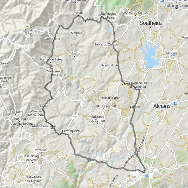 Map miniature of "The Hilltop Challenge" cycling inspiration in Centro (PT), Portugal. Generated by Tarmacs.app cycling route planner