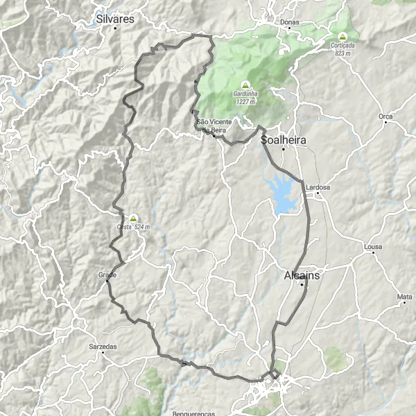 Miniatura do mapa de inspiração para ciclismo "Rota Épica da Serra da Estrela" em Centro (PT), Portugal. Gerado pelo planejador de rotas de ciclismo Tarmacs.app