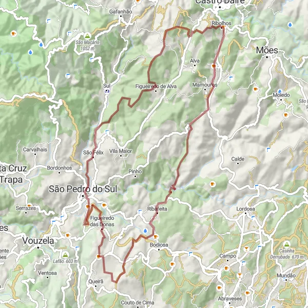 Miniatura do mapa de inspiração para ciclismo "Rota de São Miguel do Mato" em Centro (PT), Portugal. Gerado pelo planejador de rotas de ciclismo Tarmacs.app