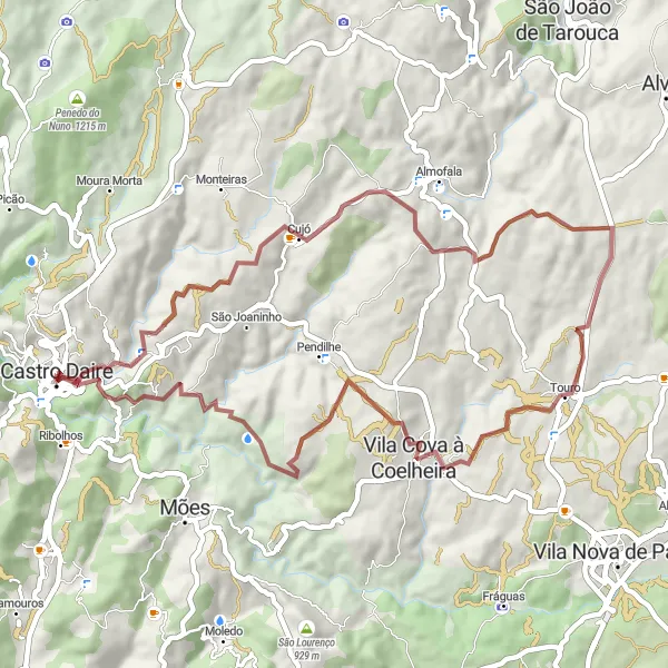 Miniatura do mapa de inspiração para ciclismo "Rota de Nave e Touro" em Centro (PT), Portugal. Gerado pelo planejador de rotas de ciclismo Tarmacs.app