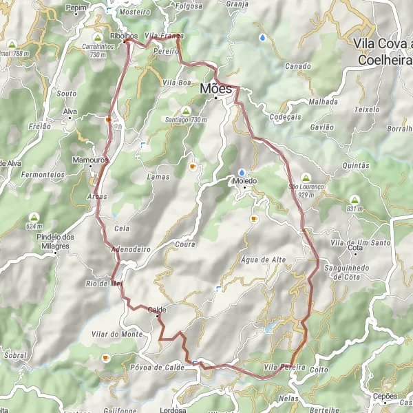Miniatura do mapa de inspiração para ciclismo "Descoberta da Natureza em Castro Daire" em Centro (PT), Portugal. Gerado pelo planejador de rotas de ciclismo Tarmacs.app