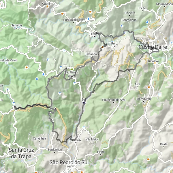 Miniatura do mapa de inspiração para ciclismo "Rota dos Carreirinhos" em Centro (PT), Portugal. Gerado pelo planejador de rotas de ciclismo Tarmacs.app