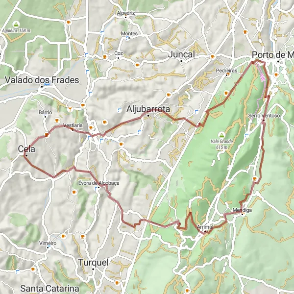 Miniatura do mapa de inspiração para ciclismo "Rota de Aljubarrota e Cabeço Gordo" em Centro (PT), Portugal. Gerado pelo planejador de rotas de ciclismo Tarmacs.app