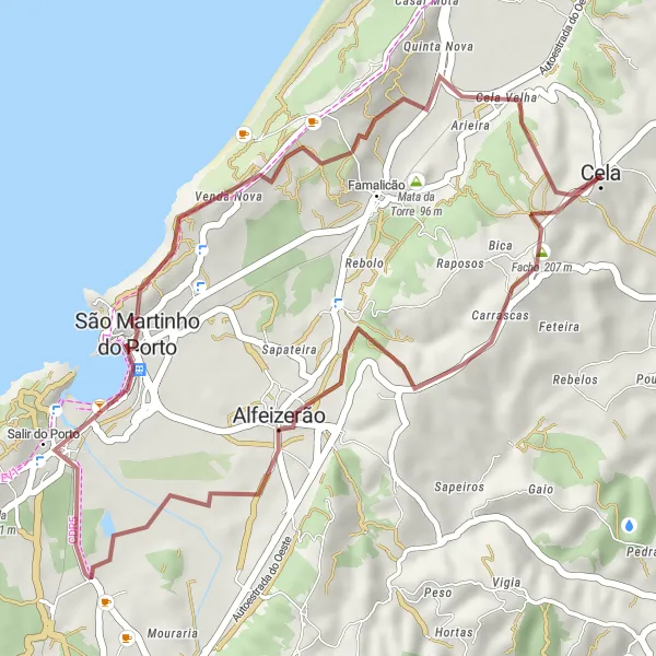 Miniatura do mapa de inspiração para ciclismo "Rota da Costa de Prata" em Centro (PT), Portugal. Gerado pelo planejador de rotas de ciclismo Tarmacs.app