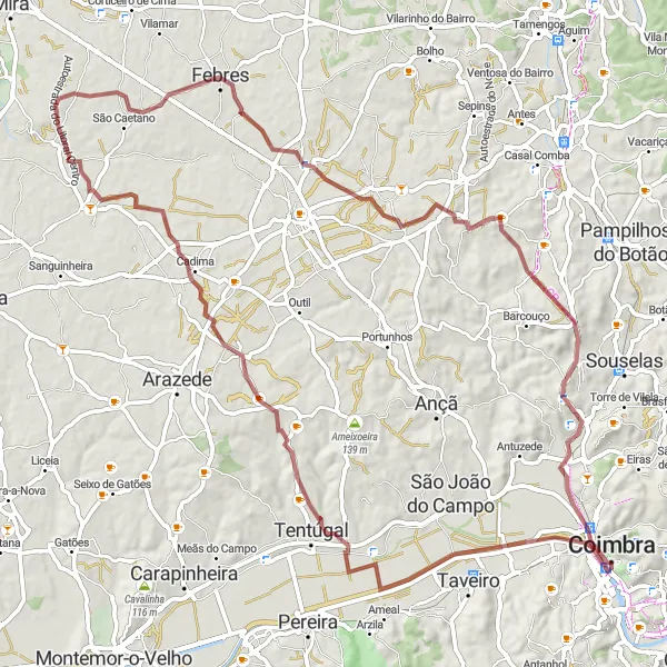 Miniatura do mapa de inspiração para ciclismo "Rota Gravel com Destaque em Cadima e Baixa" em Centro (PT), Portugal. Gerado pelo planejador de rotas de ciclismo Tarmacs.app