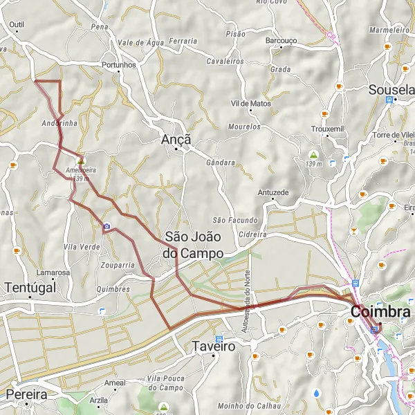 Miniatura do mapa de inspiração para ciclismo "Trilho das Ameixoeiras" em Centro (PT), Portugal. Gerado pelo planejador de rotas de ciclismo Tarmacs.app