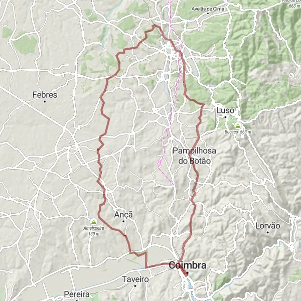 Miniatura do mapa de inspiração para ciclismo "Rota Gravel com Destaque em Anadia e Logo de Deus" em Centro (PT), Portugal. Gerado pelo planejador de rotas de ciclismo Tarmacs.app