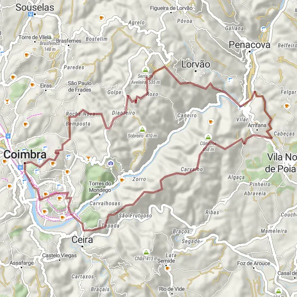 Miniatura do mapa de inspiração para ciclismo "Caminho pela Serra da Aveleira" em Centro (PT), Portugal. Gerado pelo planejador de rotas de ciclismo Tarmacs.app