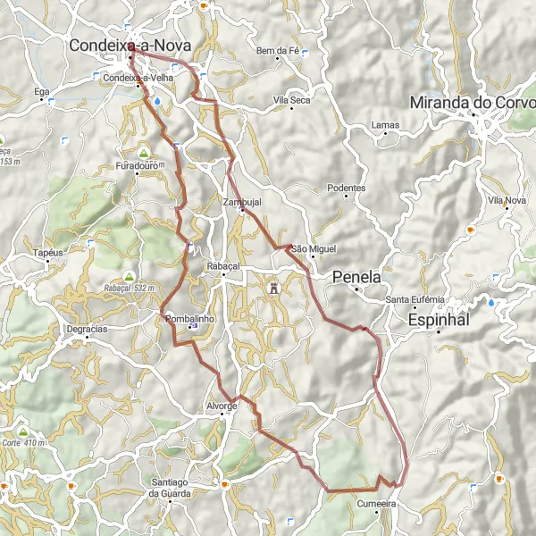 Miniatura do mapa de inspiração para ciclismo "Rota dos Castelos e Miradouros" em Centro (PT), Portugal. Gerado pelo planejador de rotas de ciclismo Tarmacs.app