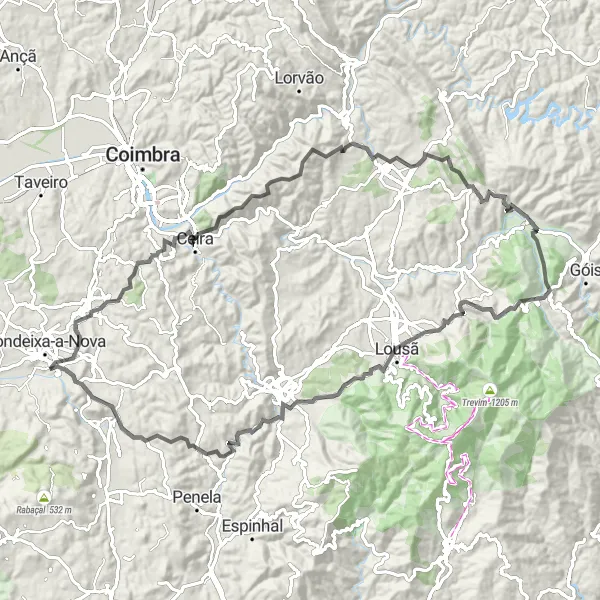 Miniatura do mapa de inspiração para ciclismo "Desafio Épico por Miradouros e Montanhas" em Centro (PT), Portugal. Gerado pelo planejador de rotas de ciclismo Tarmacs.app