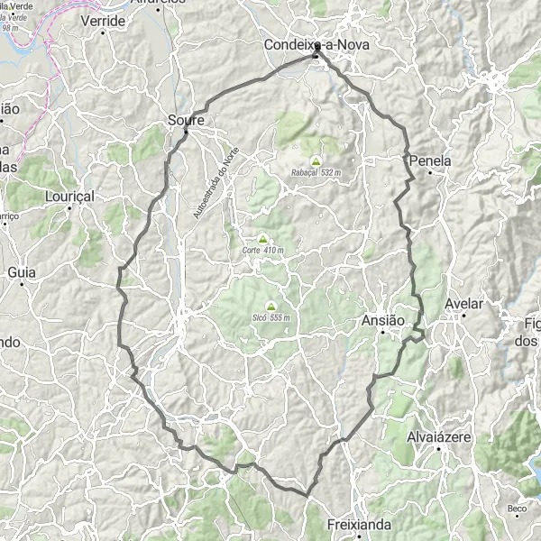 Miniatura do mapa de inspiração para ciclismo "Circuito Romano Road" em Centro (PT), Portugal. Gerado pelo planejador de rotas de ciclismo Tarmacs.app