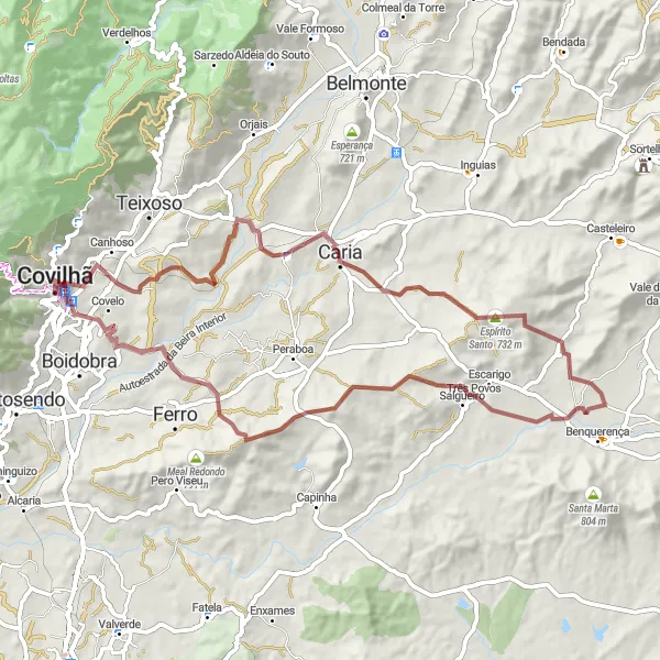Miniatura do mapa de inspiração para ciclismo "Rota das Aldeias Históricas" em Centro (PT), Portugal. Gerado pelo planejador de rotas de ciclismo Tarmacs.app