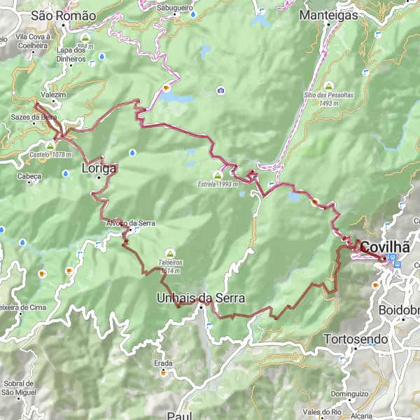 Miniatura do mapa de inspiração para ciclismo "Aventura Gravel da Serra" em Centro (PT), Portugal. Gerado pelo planejador de rotas de ciclismo Tarmacs.app