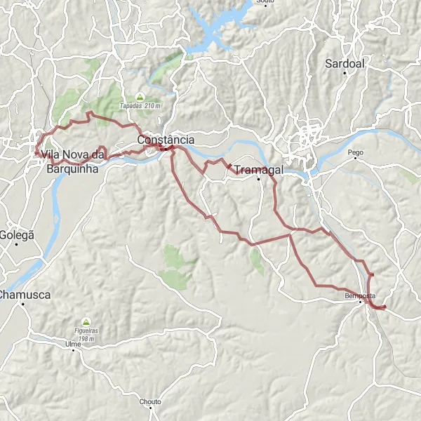 Miniatura do mapa de inspiração para ciclismo "Desafio de Ciclismo Gravel de Entroncamento a Constância" em Centro (PT), Portugal. Gerado pelo planejador de rotas de ciclismo Tarmacs.app