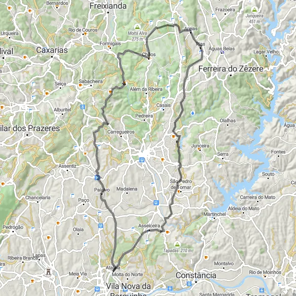 Miniatura do mapa de inspiração para ciclismo "Circuito de Ciclismo de Estrada de Entroncamento a Asseiceira" em Centro (PT), Portugal. Gerado pelo planejador de rotas de ciclismo Tarmacs.app