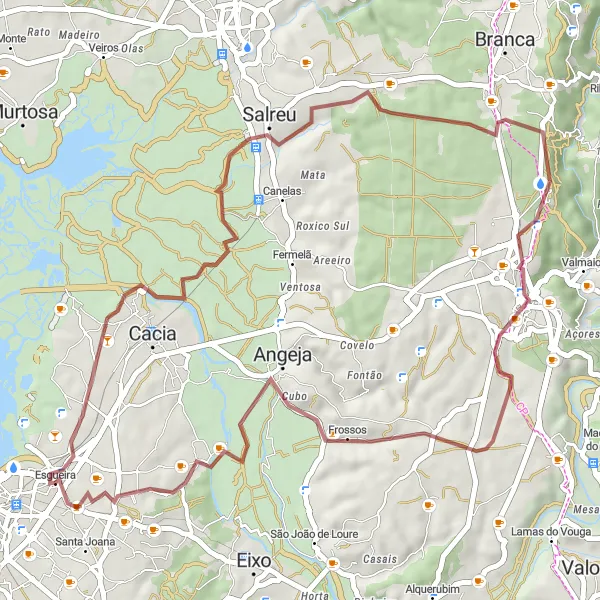 Miniatura do mapa de inspiração para ciclismo "Rota da Lagoa de Esgueira" em Centro (PT), Portugal. Gerado pelo planejador de rotas de ciclismo Tarmacs.app