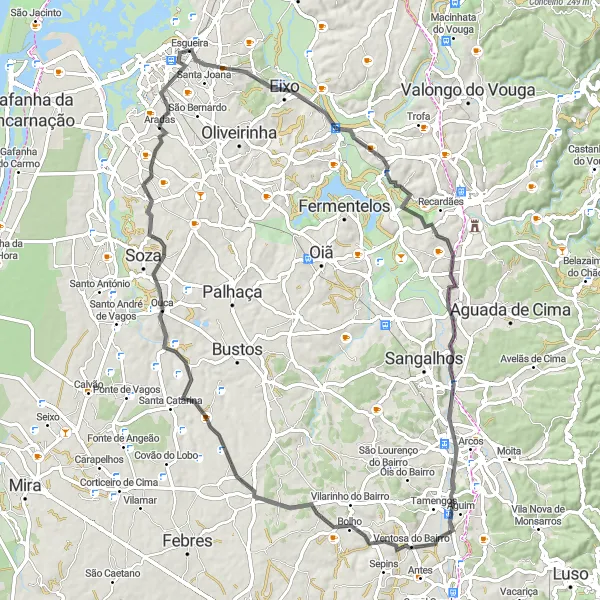 Miniatura do mapa de inspiração para ciclismo "Caminho de Ventosa do Bairro" em Centro (PT), Portugal. Gerado pelo planejador de rotas de ciclismo Tarmacs.app