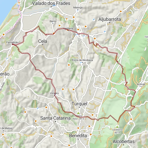 Miniatura do mapa de inspiração para ciclismo "Travessia da Serra dos Candeeiros" em Centro (PT), Portugal. Gerado pelo planejador de rotas de ciclismo Tarmacs.app