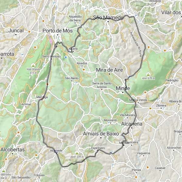 Miniatura do mapa de inspiração para ciclismo "Desafio das Serras" em Centro (PT), Portugal. Gerado pelo planejador de rotas de ciclismo Tarmacs.app