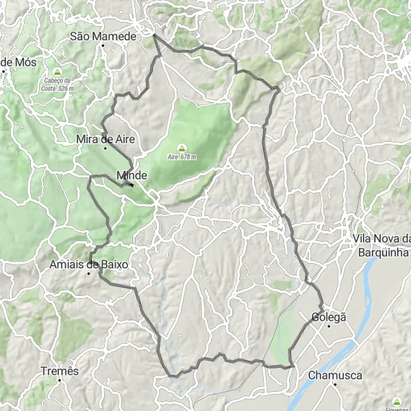 Miniatura do mapa de inspiração para ciclismo "Circuito de Moinhos e Serras" em Centro (PT), Portugal. Gerado pelo planejador de rotas de ciclismo Tarmacs.app