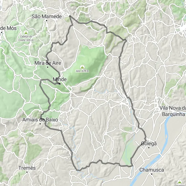 Map miniature of "Circular Road Cycling Route near Fátima" cycling inspiration in Centro (PT), Portugal. Generated by Tarmacs.app cycling route planner