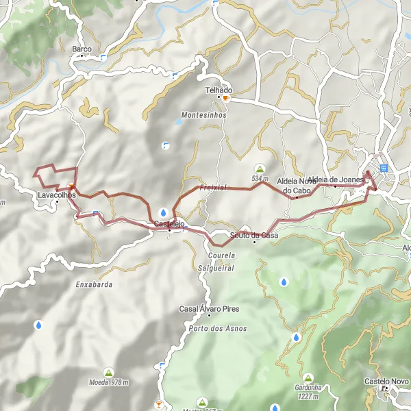 Miniatura do mapa de inspiração para ciclismo "Caminhos Rurais de Fundão (Gravel)" em Centro (PT), Portugal. Gerado pelo planejador de rotas de ciclismo Tarmacs.app